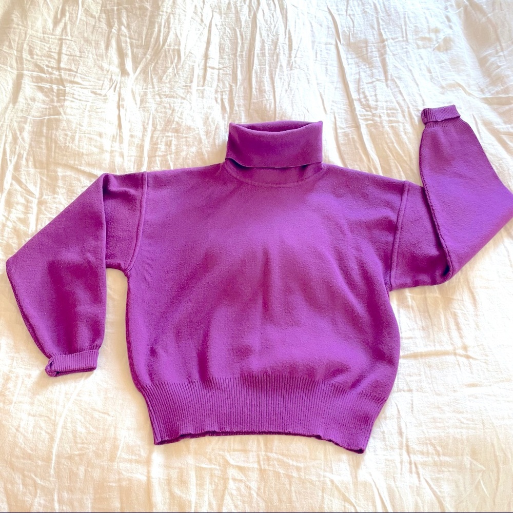 Vintage Obermeyer Ski-T wool blend Turtleneck Sweater purple